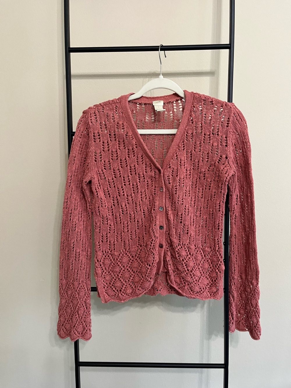J. Jill Small Hemp Blend Knit Cardigan Sweater Boho Chic